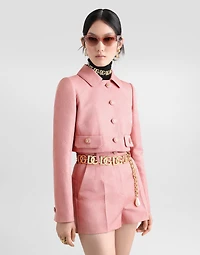 Short quilted jacquard jacket with all-over DG logo