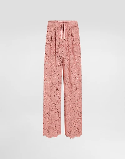 Flared floral cordonetto lace pants with DG logo