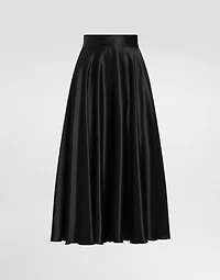 Silk satin calf-length circle skirt