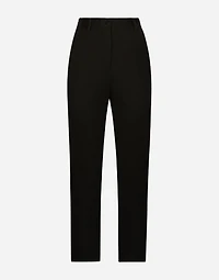High-waisted wool gabardine cigarette pants