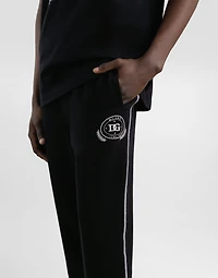 Jersey trousers with print and embroidery