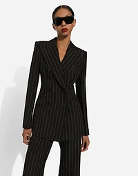 Double-breasted pinstripe wool Turlington jacket