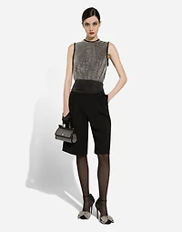 Wool gabardine tuxedo Bermuda shorts