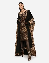 Leopard-print charmeuse midi dress