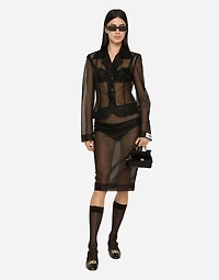 Marquisette midi pencil skirt