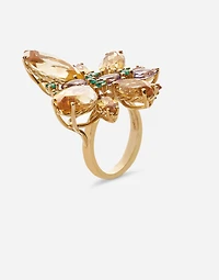 butterfly Ring 18-carat yellow gold with citrine quartz