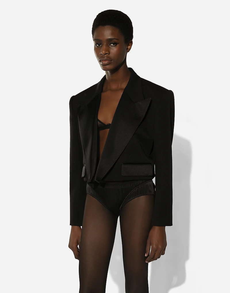 Wool gabardine Spencer tuxedo jacket