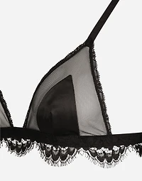 Satin, lace and tulle soft-cup triangle bra
