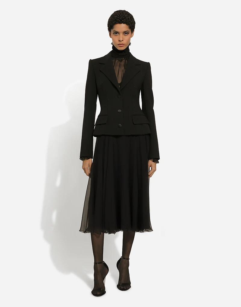 Chiffon calf-length circle skirt