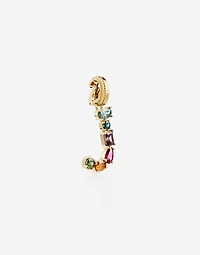 Charm J Lettering 18-carat yellow gold and multicolored gems