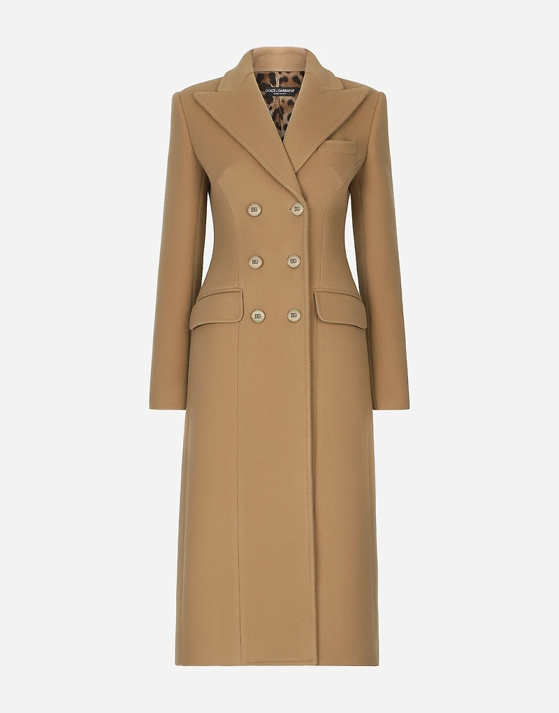 Long double-breasted wool and cashmere coat