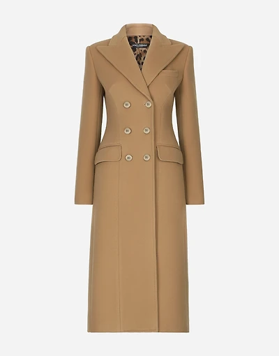 Long double-breasted wool and cashmere coat
