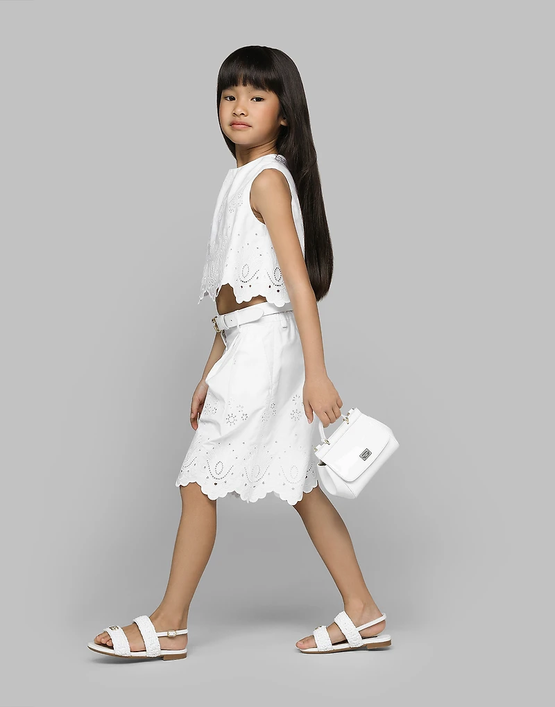 Poplin and broderie anglaise shorts