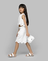 Poplin and broderie anglaise shorts