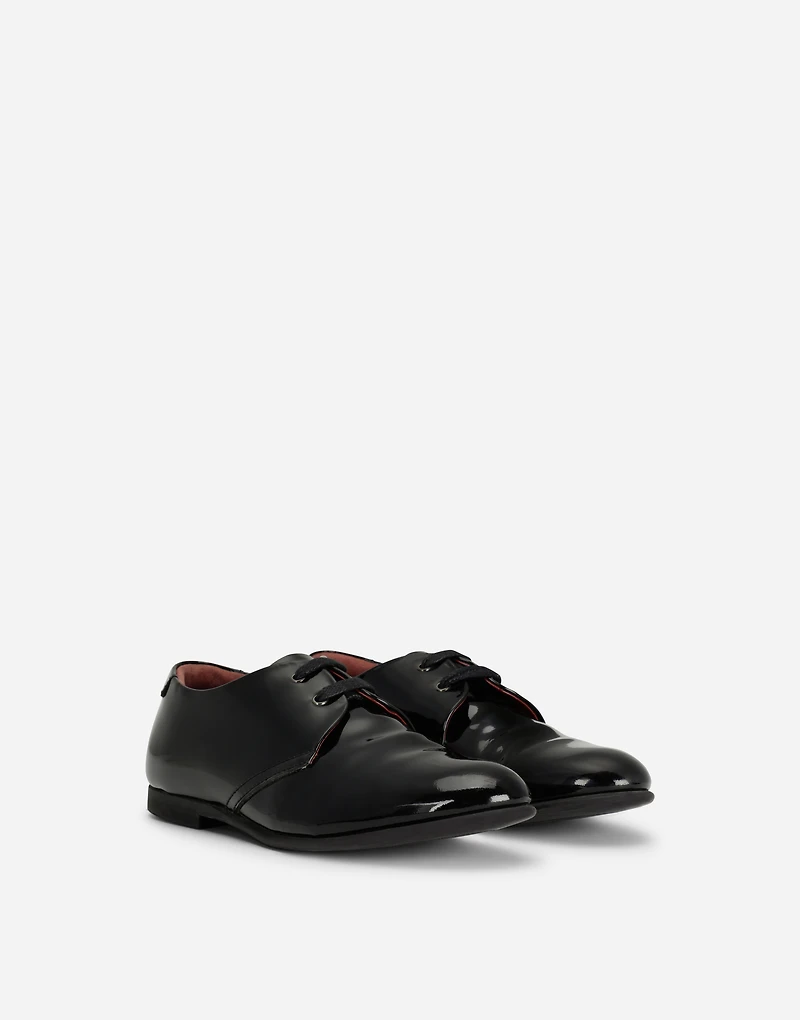 Patent leather derby shoes