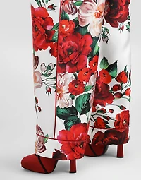 Satin pajama pants with rose print