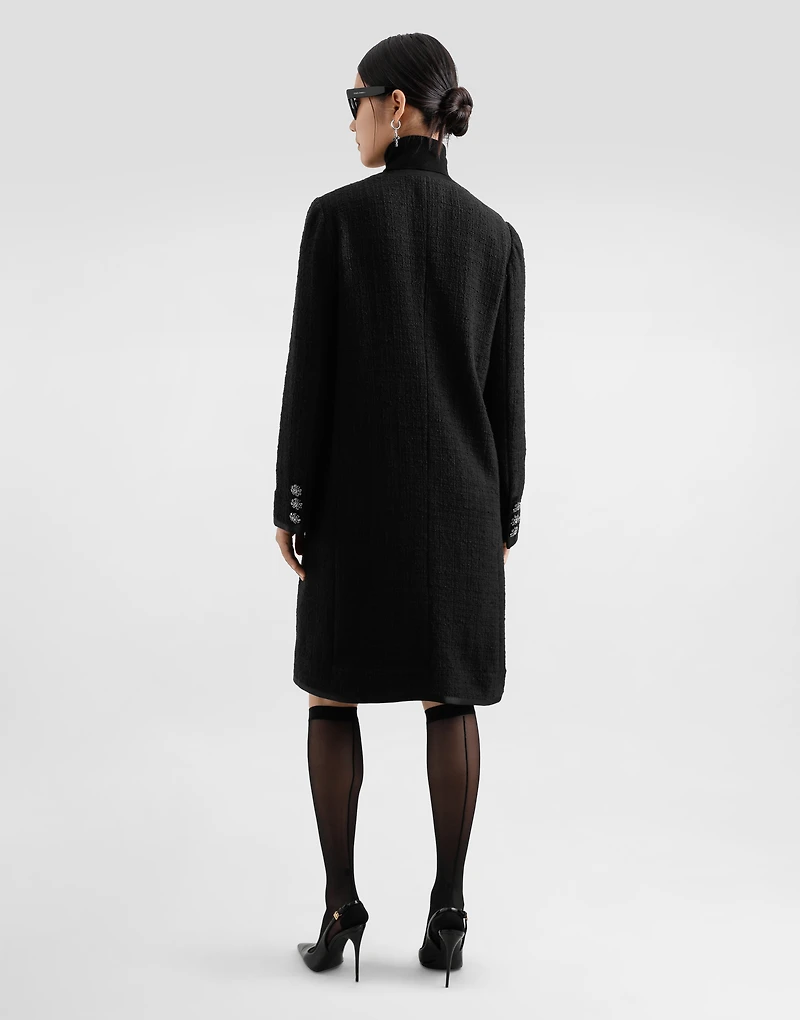 Single-breasted raschel tweed coat