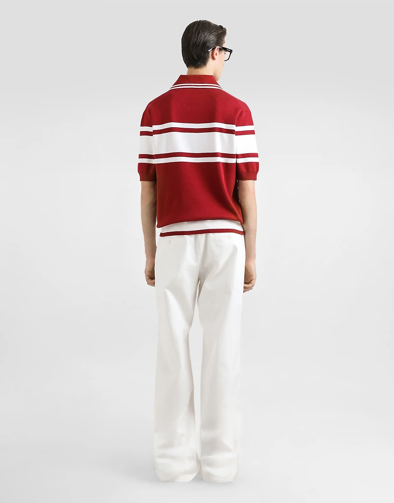 Silk and cotton polo-shirt with logo embroidery