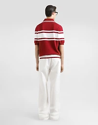 Silk and cotton polo-shirt with logo embroidery