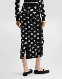 Viscose pencil skirt with jacquard DG logo