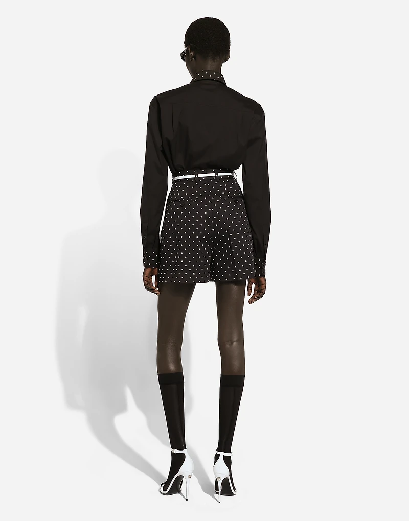 Polka-dot cotton shorts