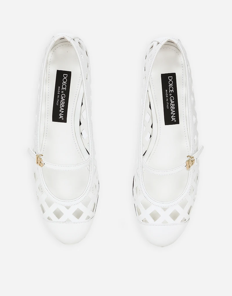 Openwork calfskin ballet flats