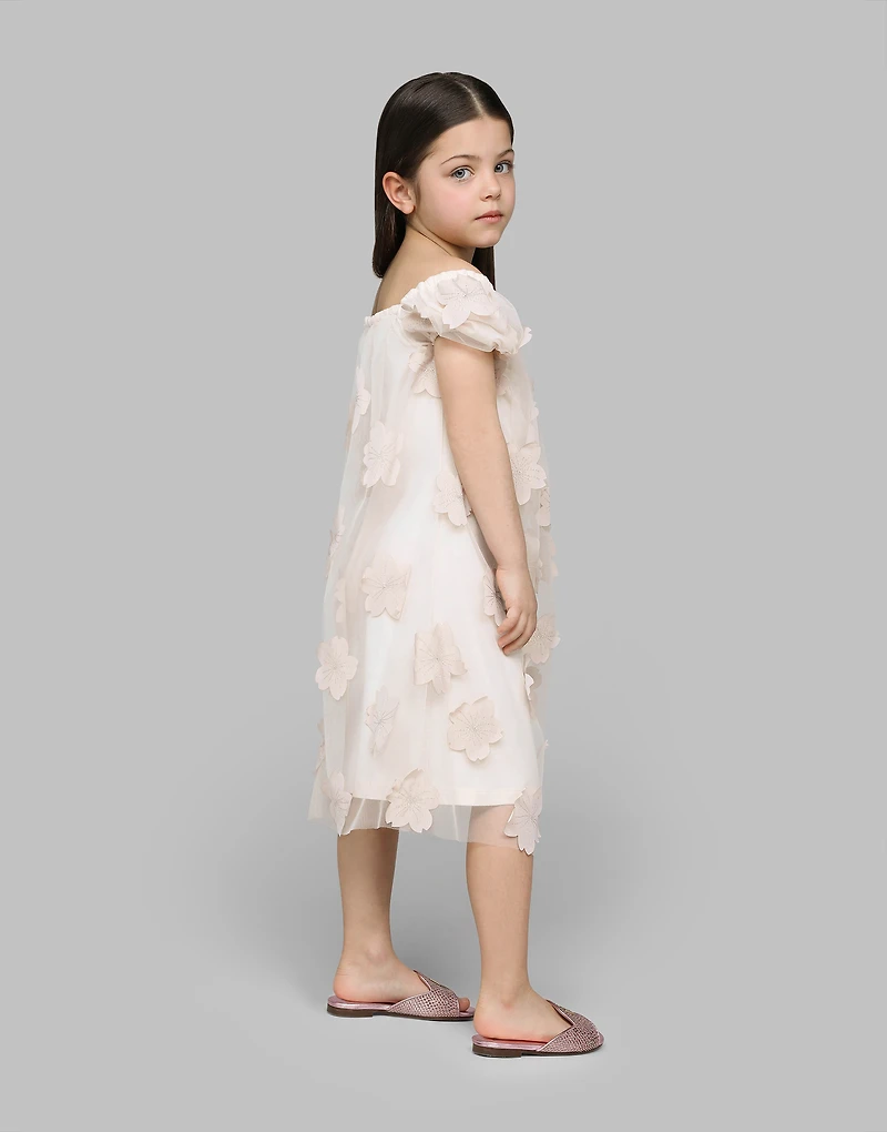 Tulle dress with 3D flowers