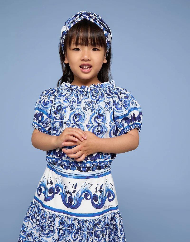 Majolica-print poplin top