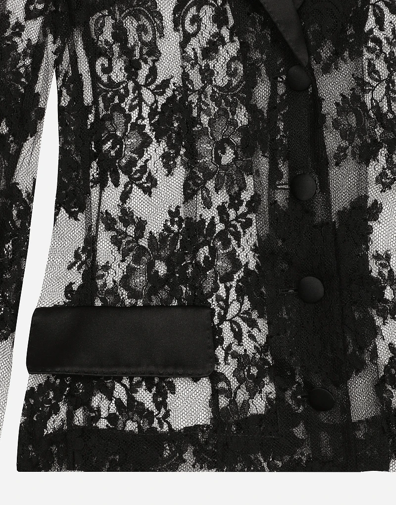 Floral lace jacket with satin details