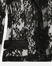 Floral lace jacket with satin details