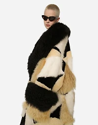 Long patchwork sheepskin coat