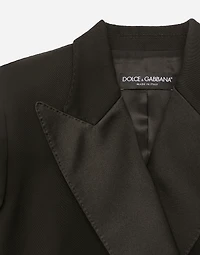 Double-breasted woolen jacket with side vents