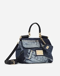 Small patchwork denim Sicily soft bag