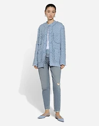 Single-breasted cotton rush-stitch jacket