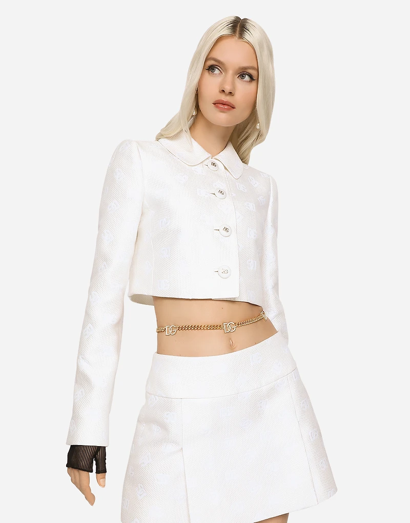 Short jacquard jacket with all-over DG logo