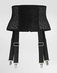Stretch marquisette corset belt with garters