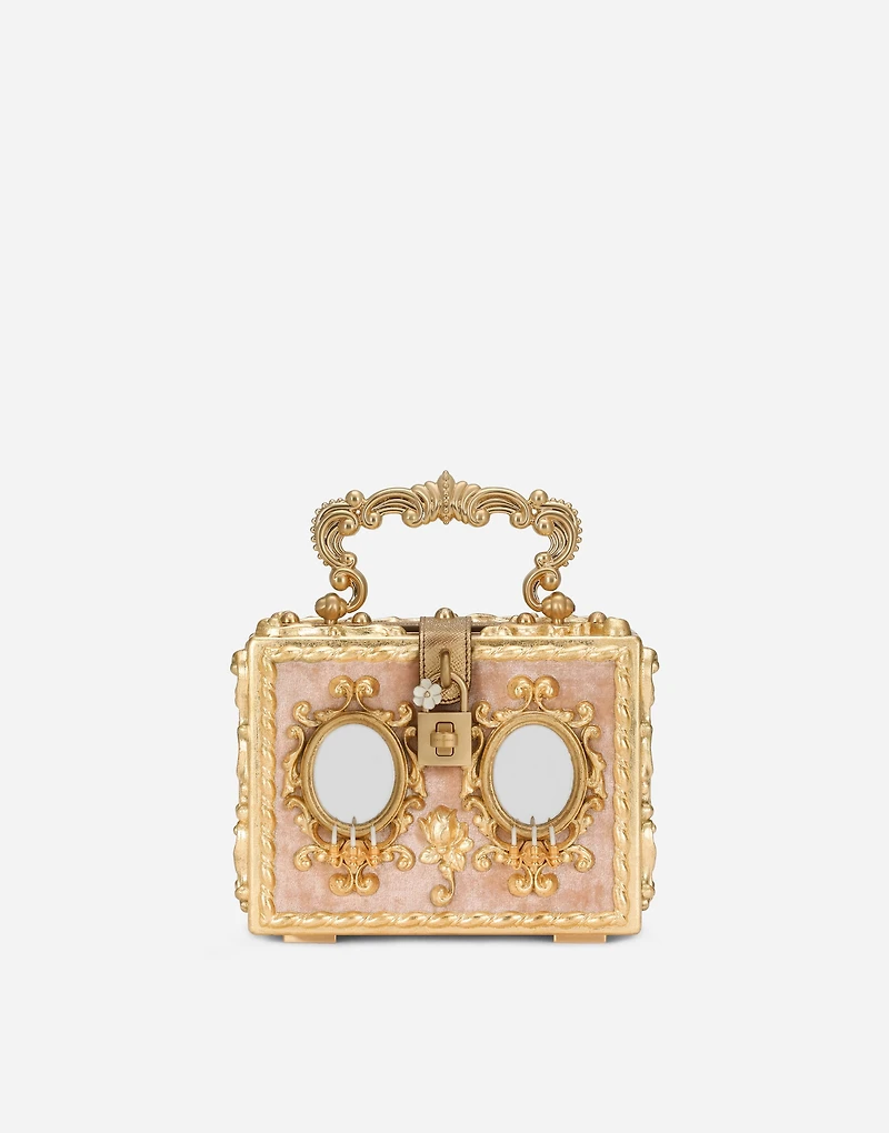 Calfskin Dolce Box bag with rhinestone and mirrored detailing