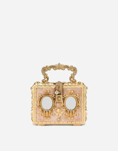 Calfskin Dolce Box bag with rhinestone and mirrored detailing