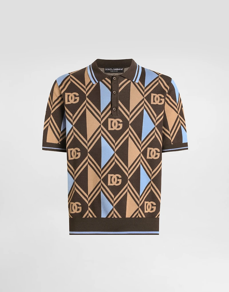 Cotton-jacquard piqué polo shirt