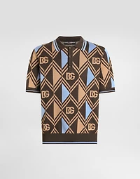 Cotton-jacquard piqué polo shirt