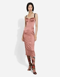 Satin calf-length corset dress