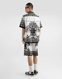 Majolica-print poplin trousers