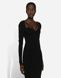 Jersey Milano rib calf-length dress