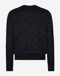 Silk round-neck sweater with all-over DG inlay