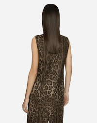 Wool midi dress with jacquard leopard design