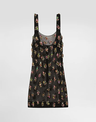Organza dress with embroidery