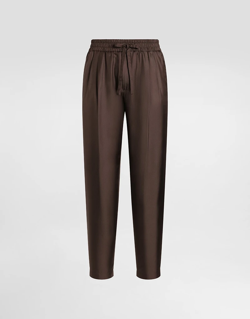 Silk twill jogging trousers