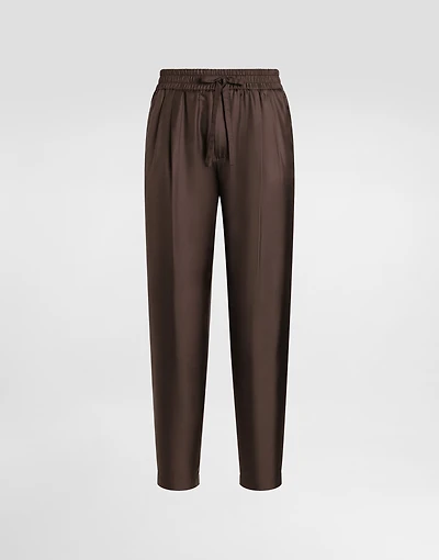 Silk twill jogging trousers