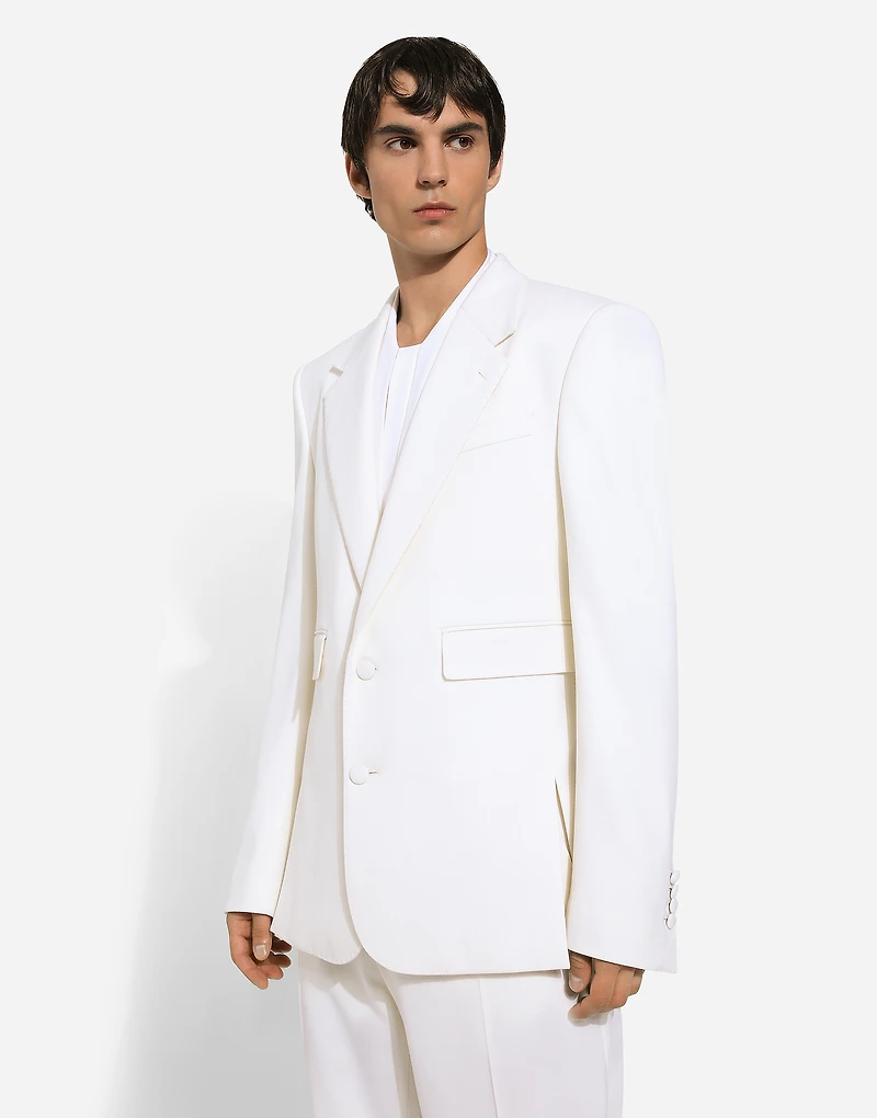 Single-breasted stretch wool Sicilia-fit jacket