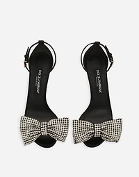 Satin sandals with rhinestone embellishment
